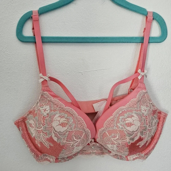 Victoria's Secret Dream Angels Push-up bra 34C‎ coral with lace overlay - Picture 2 of 10